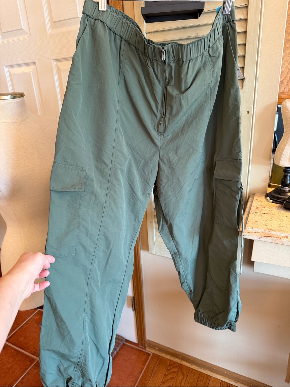 Bar III Olive Green Cargo Pants with Elastic Ankles
